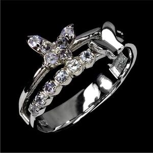 Beautiful Natural Violet Tanzanite Butterly in 925 Sterling Silver Ring size 7.5